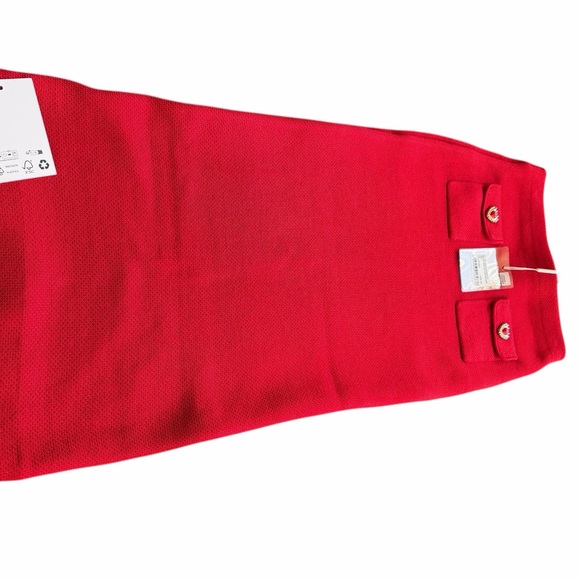 Self-Portrait Dresses & Skirts - Self-Portrait Knit Red Skirt with Button Details